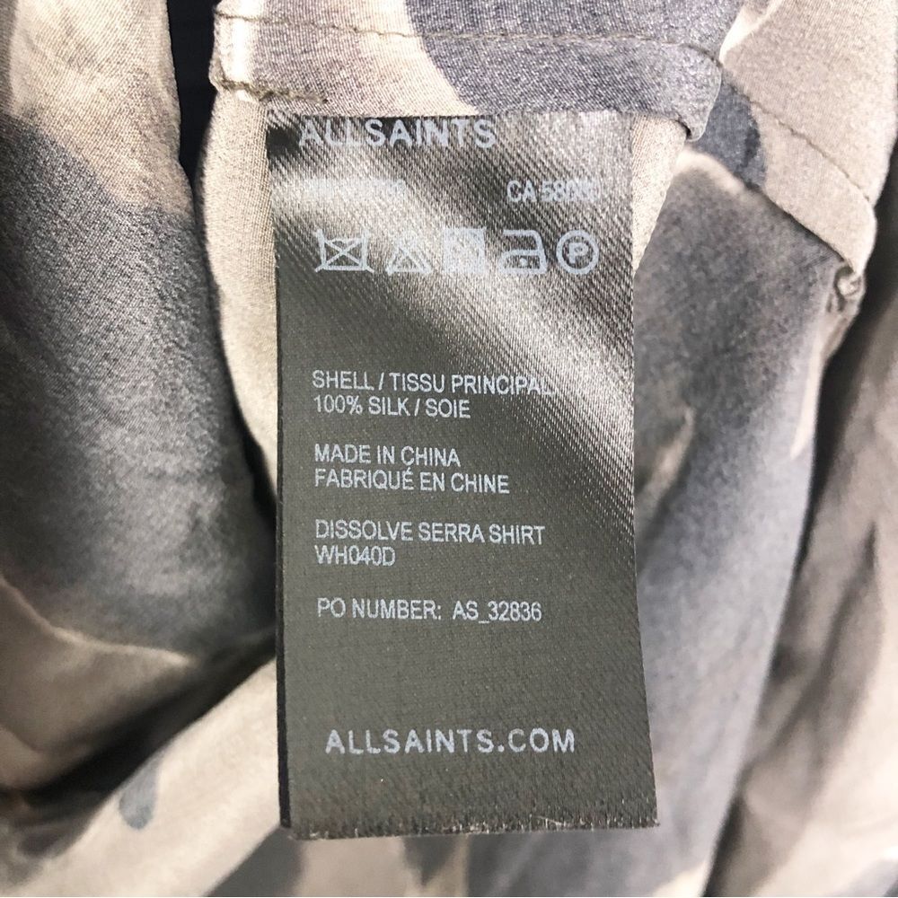 ALL SAINTS | Dissolve Serra 100% Silk Wrap Top Long Sleeve Floral Women’s Size 6 - Picture 11 of 11